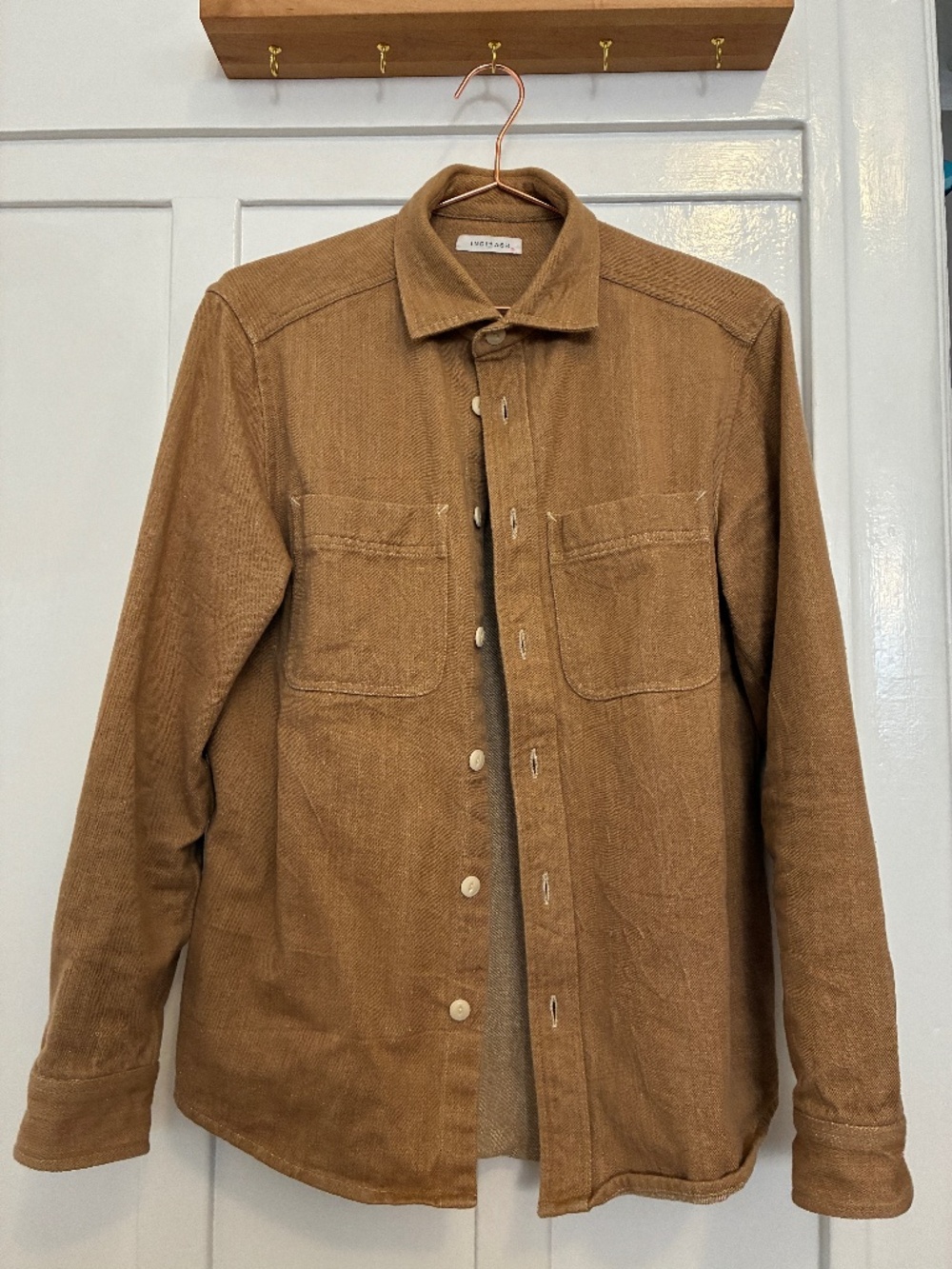 Indi + Ash Ames Work Shirt in Crutch Brown Denim